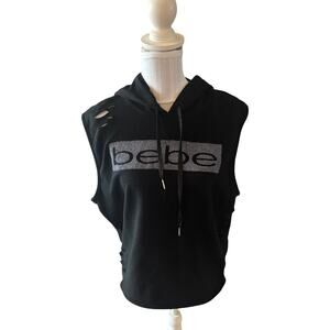 bebe sport Black Hoodie Sleeveless Sweatshirt Size L